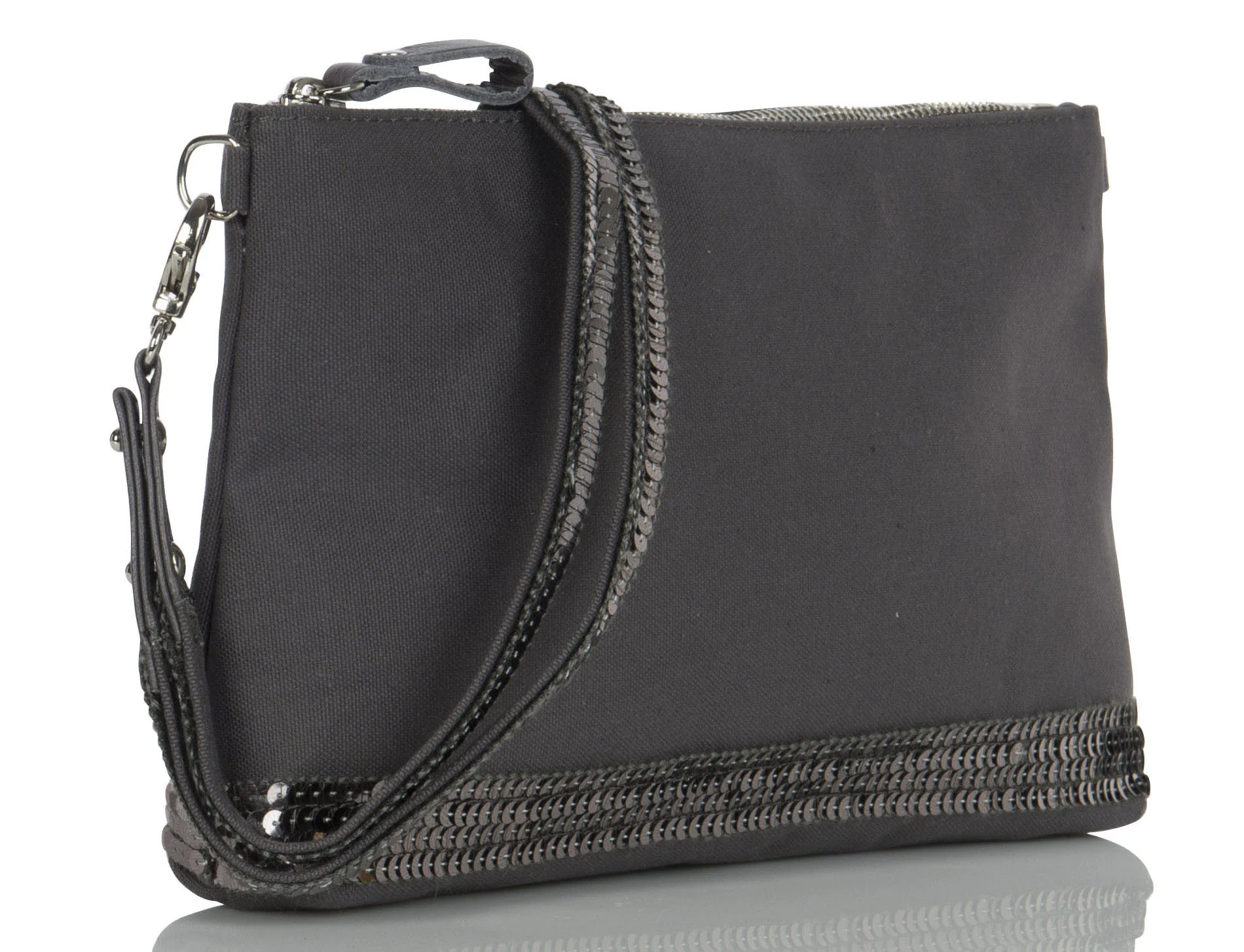 - Pochette à sequins en coton| Gris