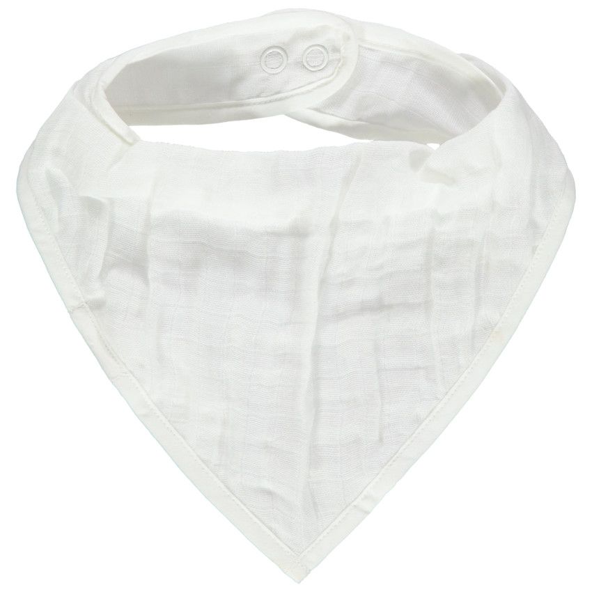 Bavoir forme bandana en coton - Ecru