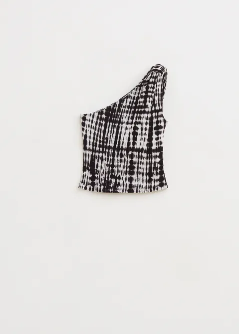 One shoulder top met print assorti (ASSOR)