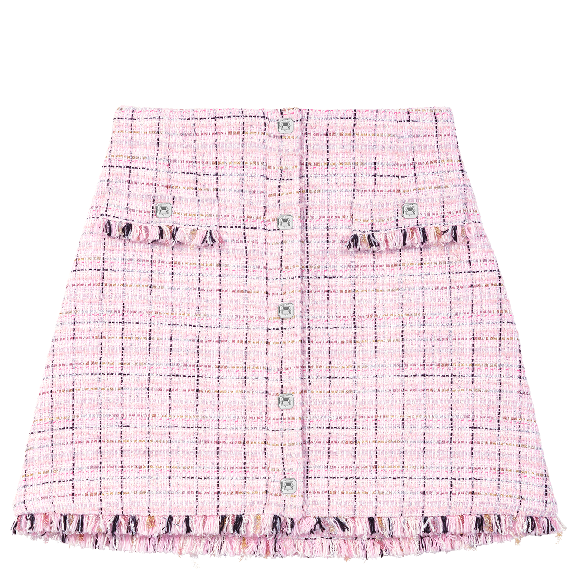 Jupe courte droite en tweed | Rose