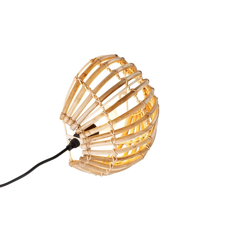 Landelijke wandlamp bamboe half rond - Canna