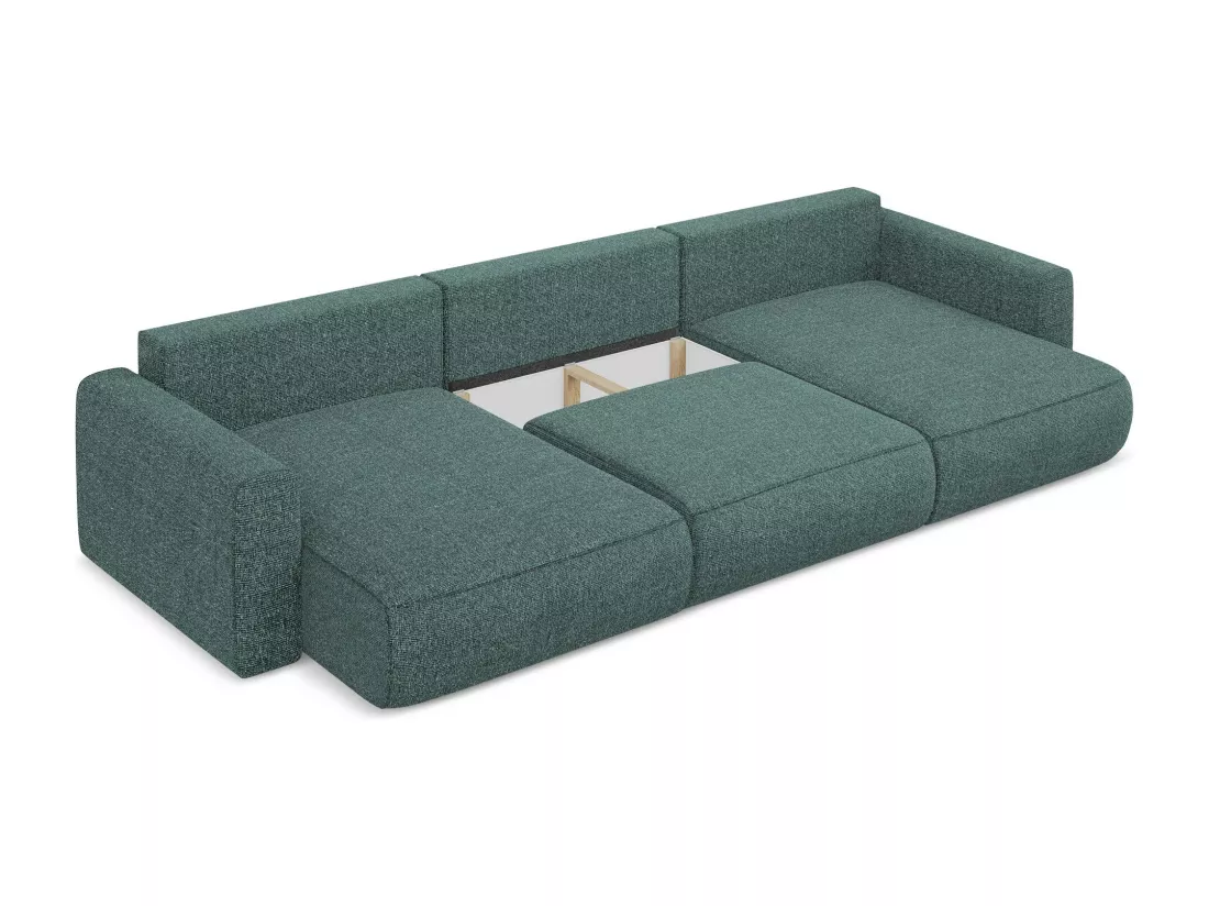 Canapé d'angle panoramique convertible en tissu texturé - jeans - KAPUA