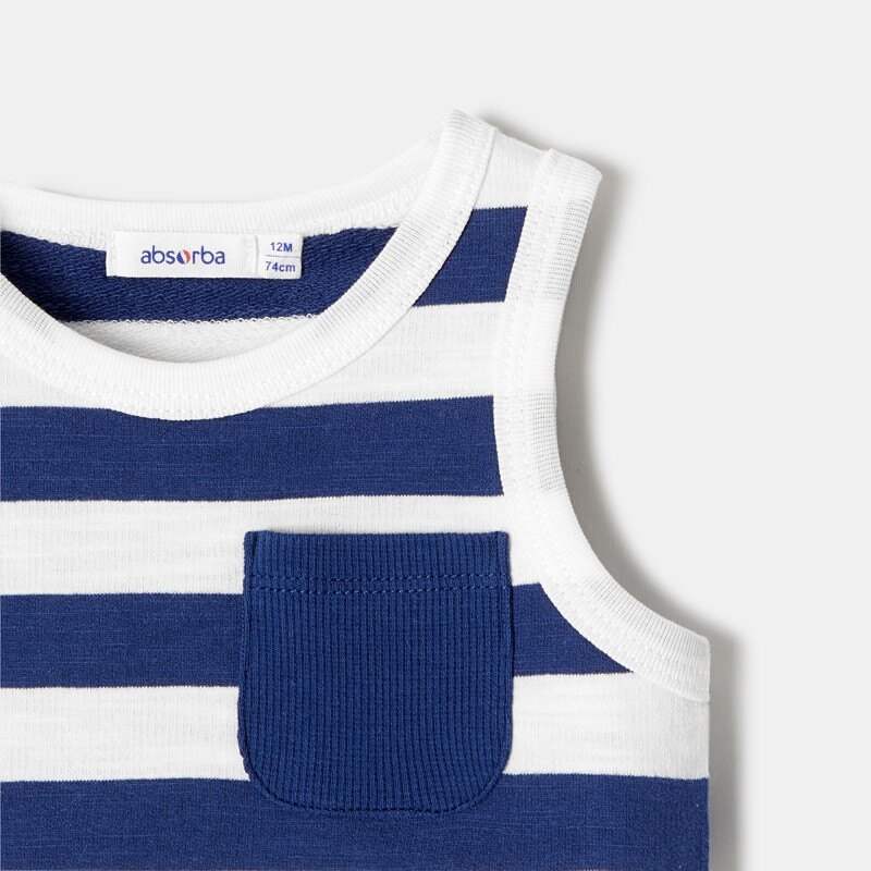 Débardeur en coton bio bleu bébé garçon Absorba Bleu