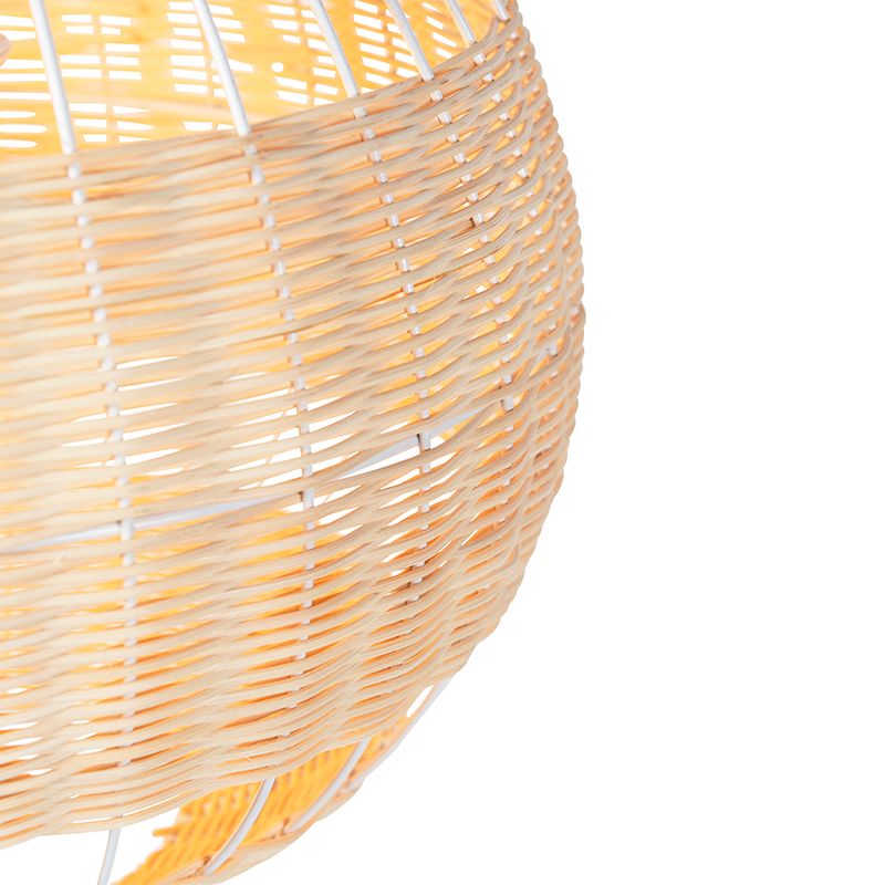 Landelijke hanglamp wit met rotan - Rattan
