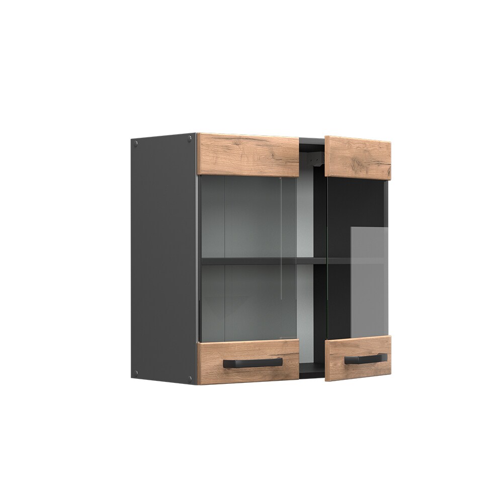 Vicco Hängeglasschrank Küchenschrank Küchenzeile R-Line 60 cm Anthrazit Eiche Tür Fächer
