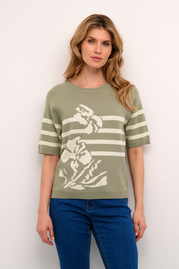 Cream CRDela Knit Blouse Overland trek scroll stipe