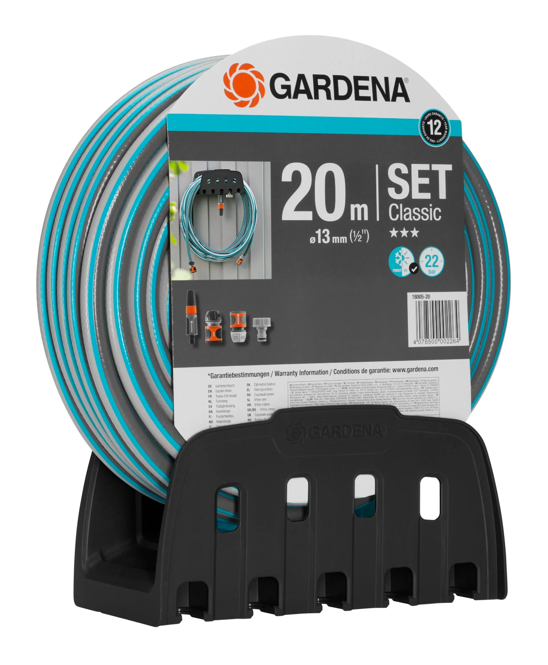 Gardena Slangeholder for vegg m/ slange og startsett Gardena Lengde 20 m