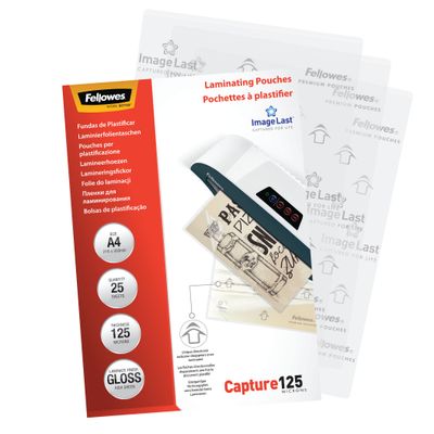 Fellowes - 25 pochettes de plastification A4 (216 x 303 mm) - 125 microns - brillantes