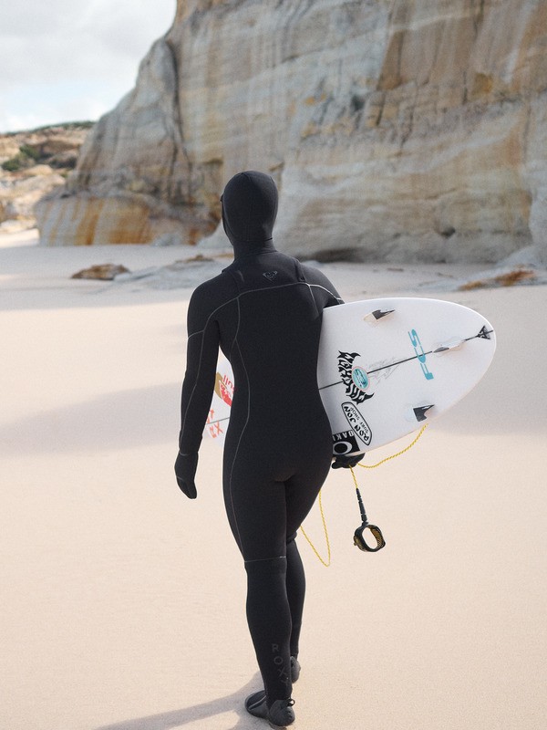 5/4 Elite Xtra Warm Combinaison de surf à capuche avec zip poitrine Noir Femme