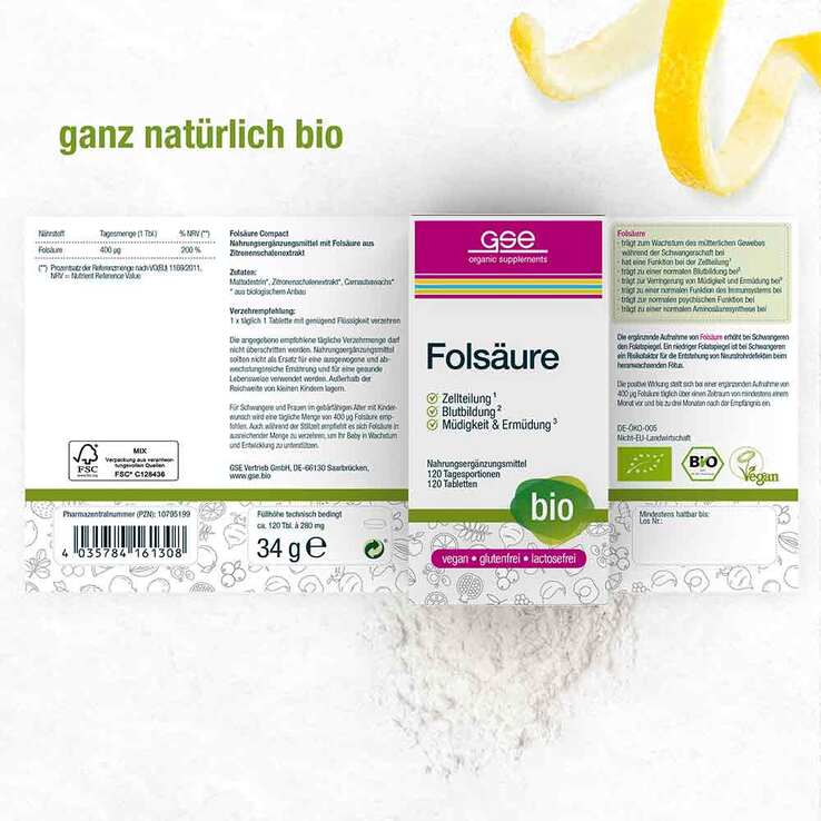 Folsäure Compact Bio Tabletten, 120 St