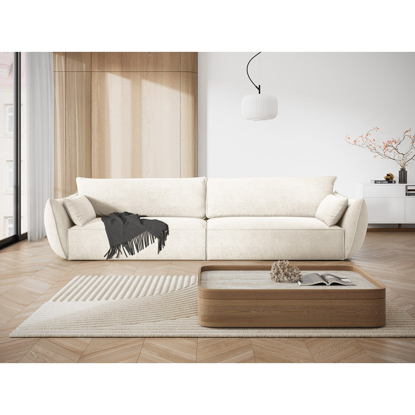 Mazzini Sofas Canapé Vanda 4 Places beige clair - 248x100x85 cm
