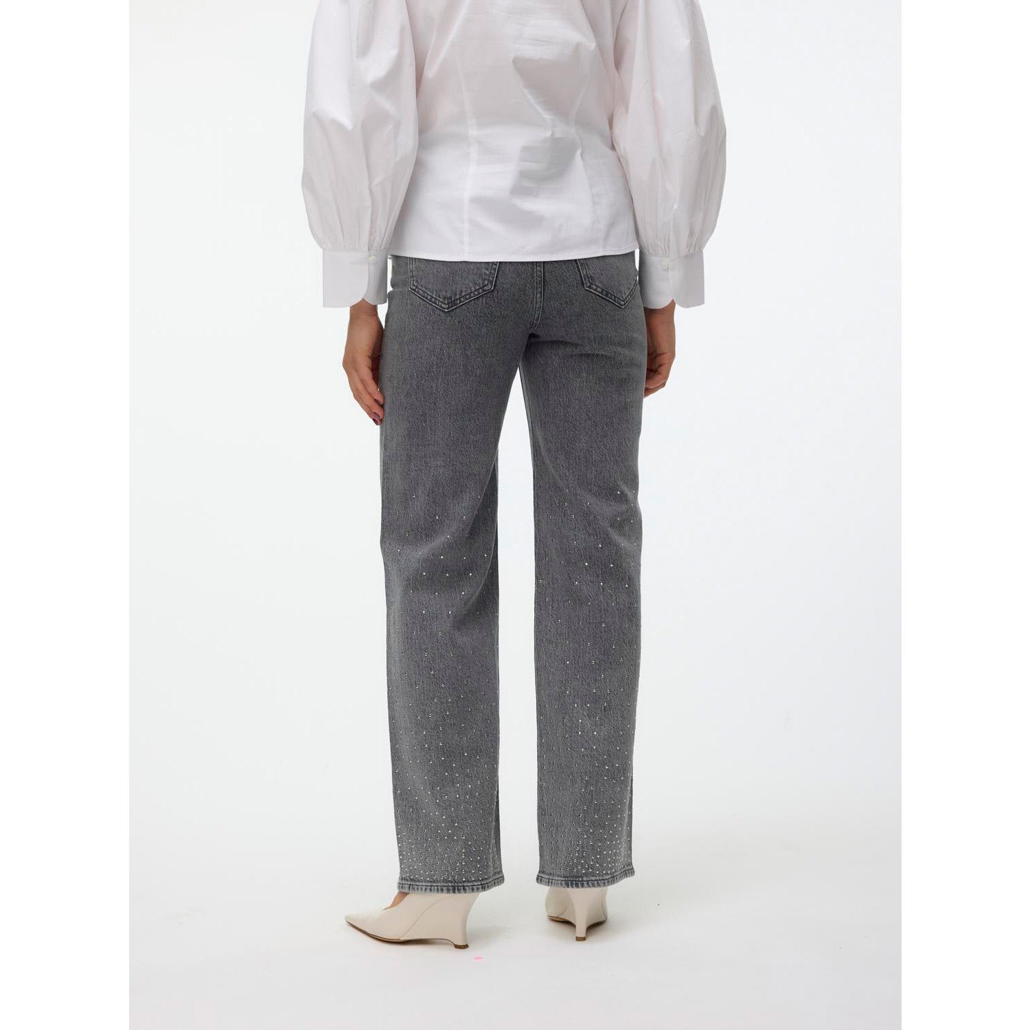 Vero Moda  Tessa High Rise Wide Studs Denim Jeans