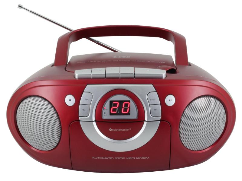 soundmaster Radio/CD-Player SCD5100RO Rot Radio-Kassettenspieler mit CD-Spieler