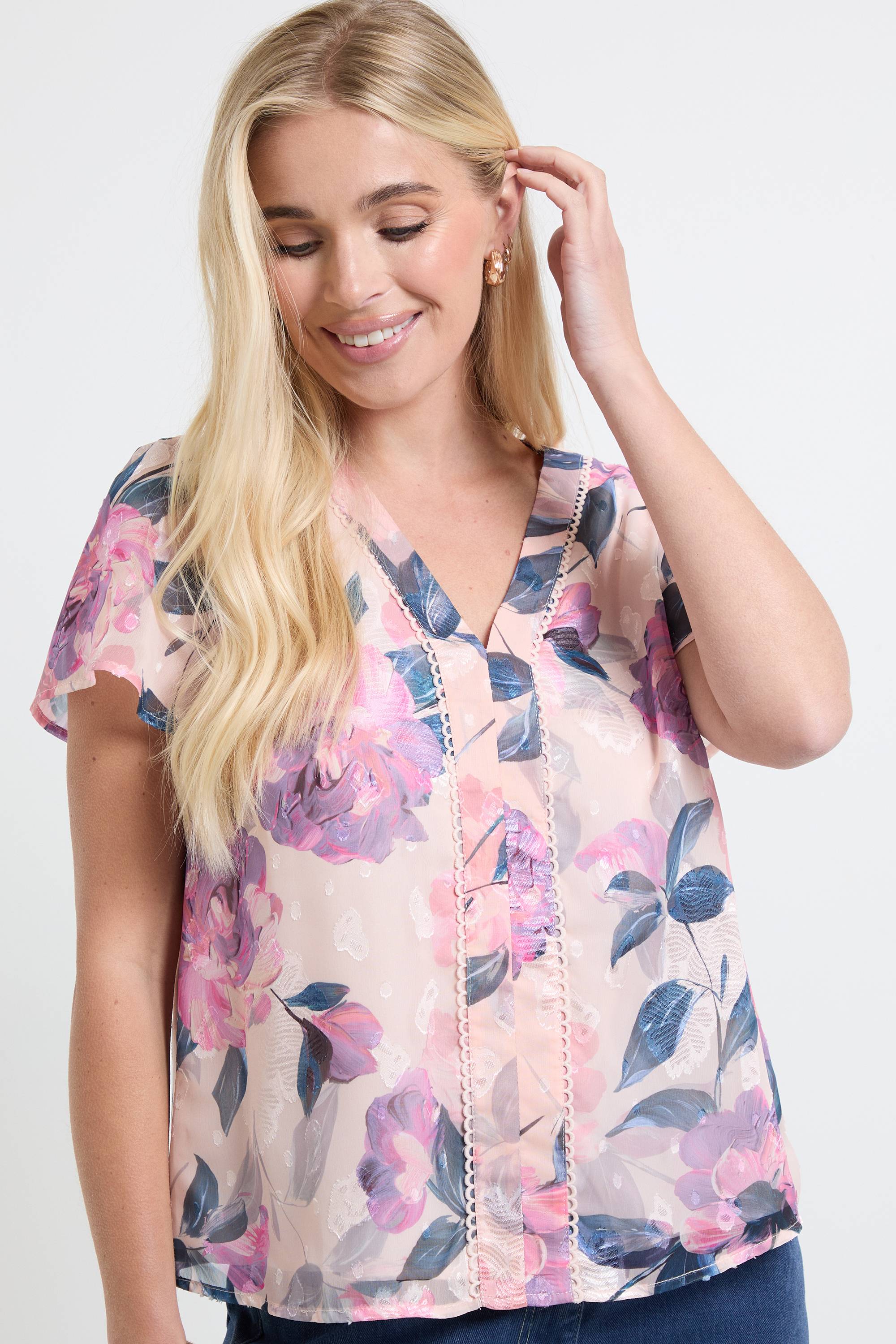 Wallis Chemisier Petite Avec Dentelle Dévorée Florale Et Insert