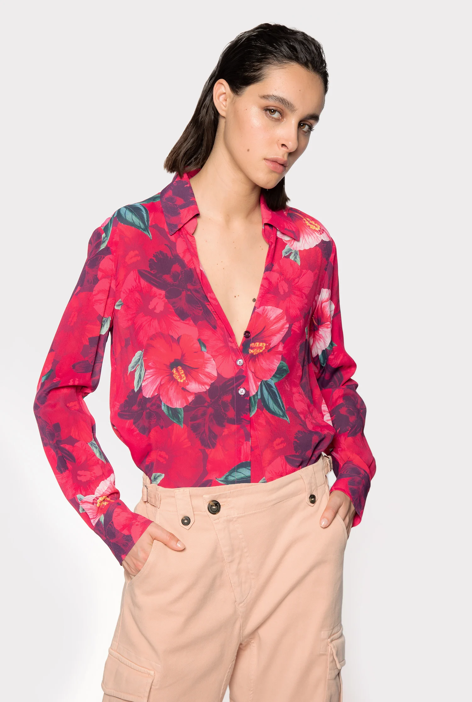 Chemise à imprimé hibiscus | Multicolore
