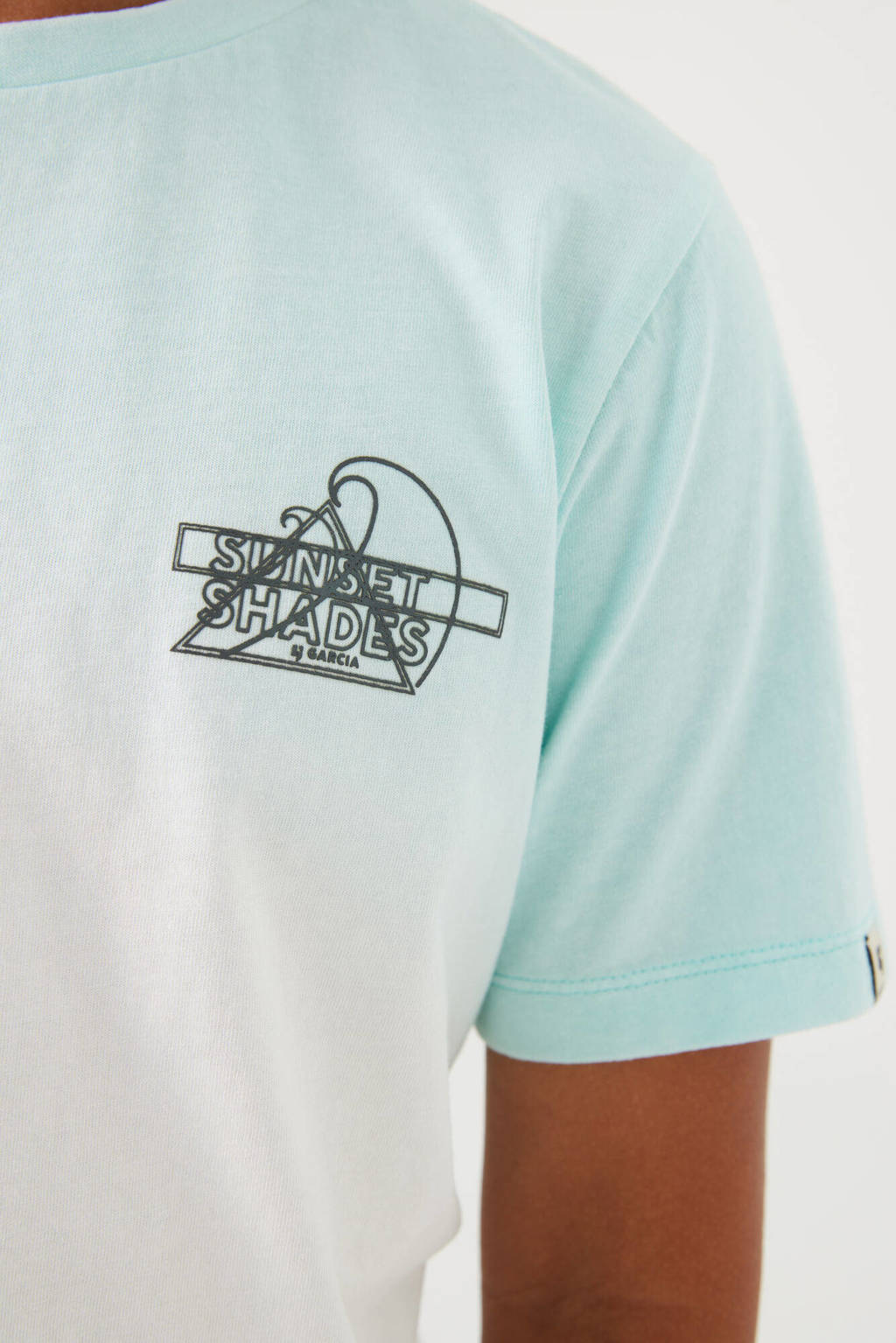 Garcia dip-dye T-shirt wit/donkerblauw/lichtblauw