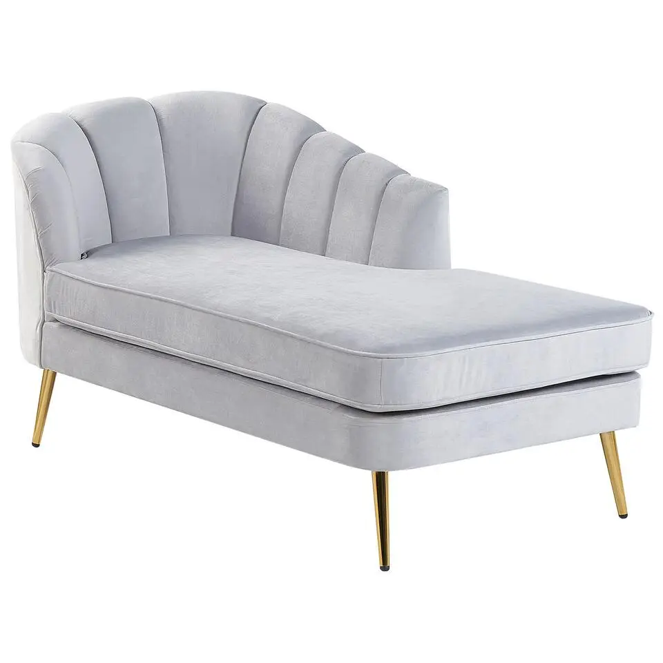 ALLIER - Chaise longue - Grijs - Linkerzijde - Fluweel