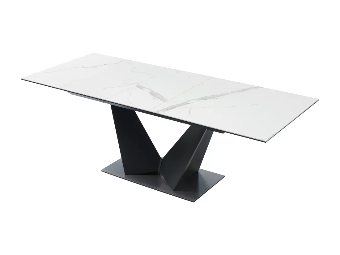 Table à manger extensible 6 à 8 personnes en céramique et métal - Effet marbre blanc et noir - OLETIA de Pascal MORABITO
