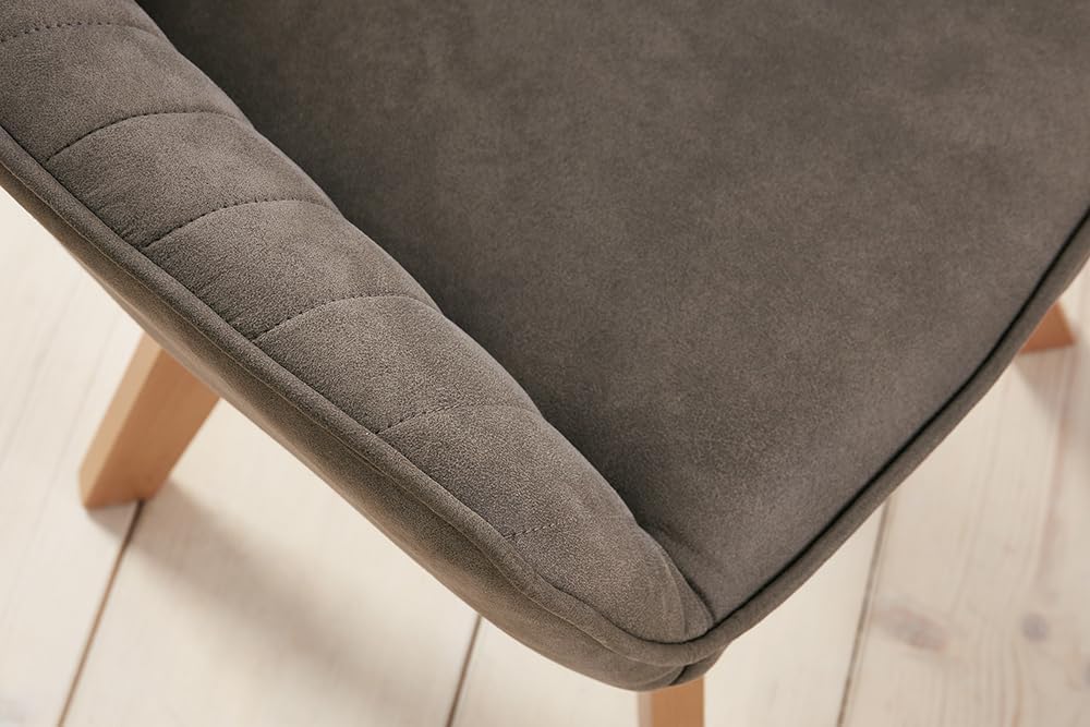Riess Ambiente Drehbarer Design Stuhl Livorno Vintage Taupe Buchenholz Beine Esszimmerstuhl Küchenstuhl Besucherstuhl