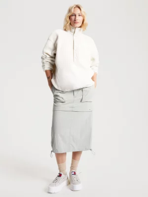 Camisa polo oversized de lã polar reciclada estilo universitário