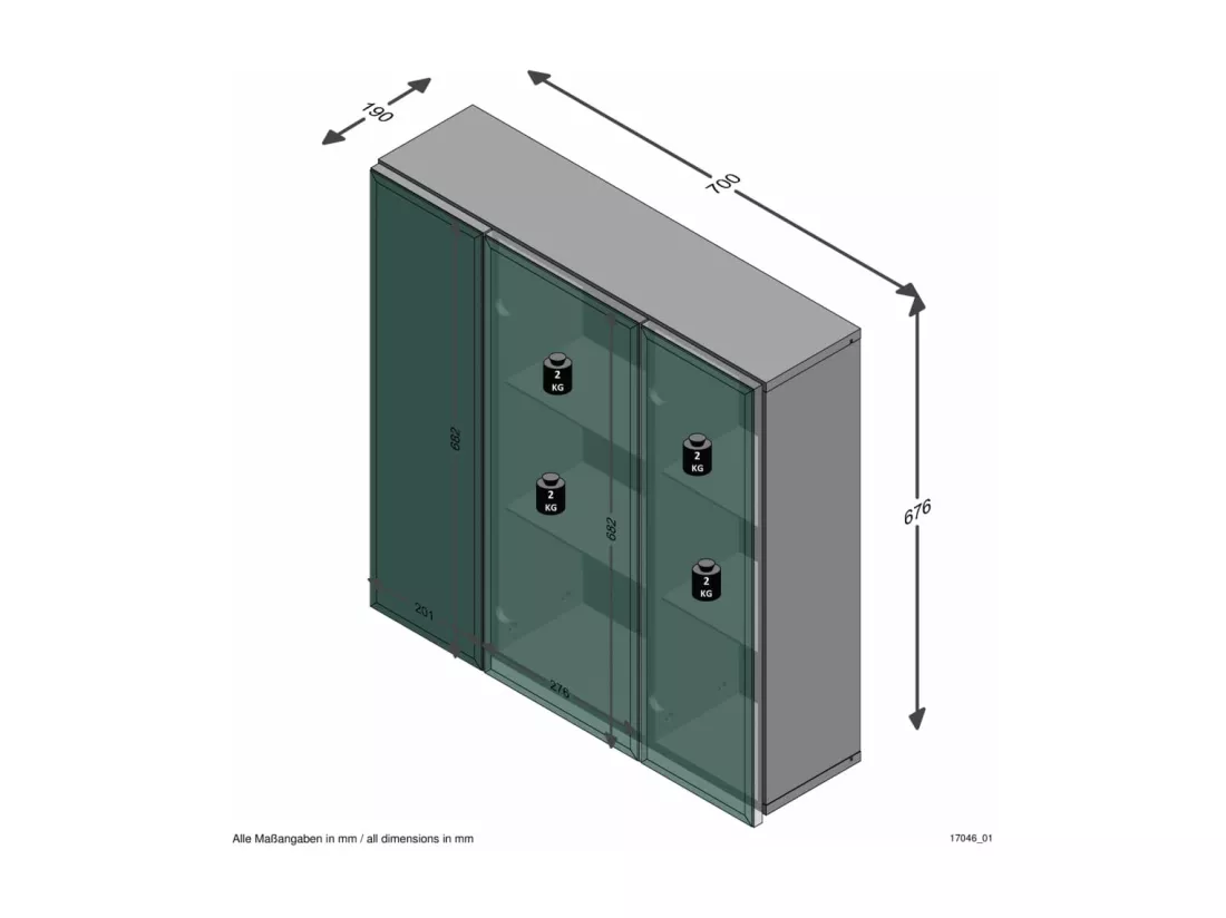 Meuble Haut de Salle de Bain 3 Portes - Zamora
