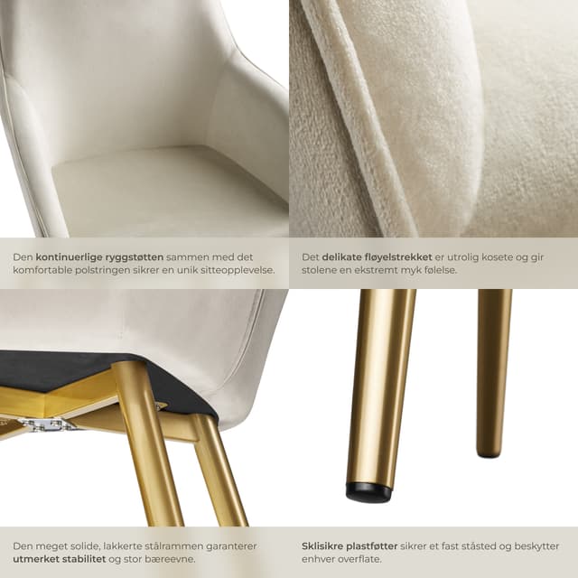 Stol Marilyn velour, guld