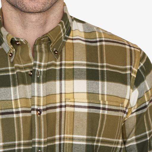 Signal Sander Stripe Flannel Skjorte, Green Aleo, L