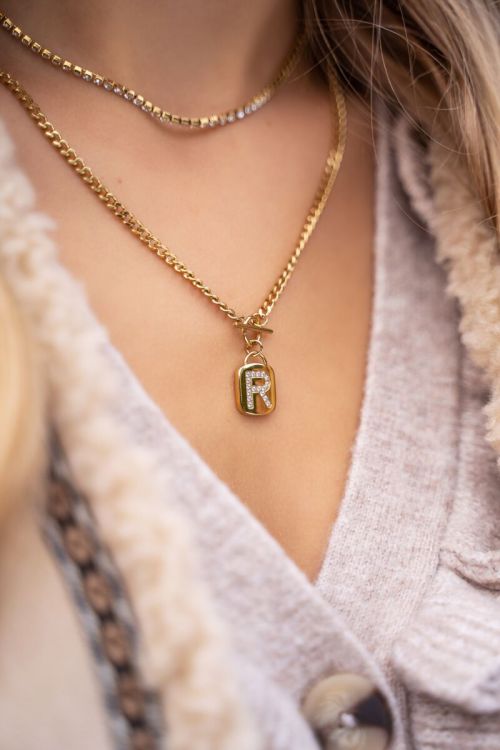Schakelketting met zirkonia initial