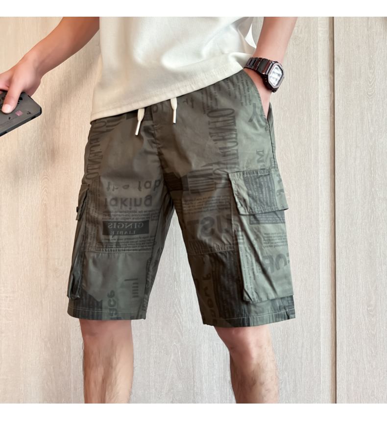 Andrei - Cargoshorts met trekkoord en letters