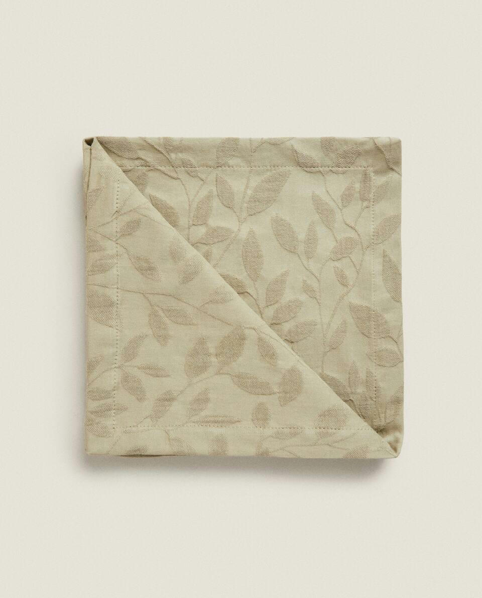Guardanapos Jacquard com estampa de folhas (pacote com 2)