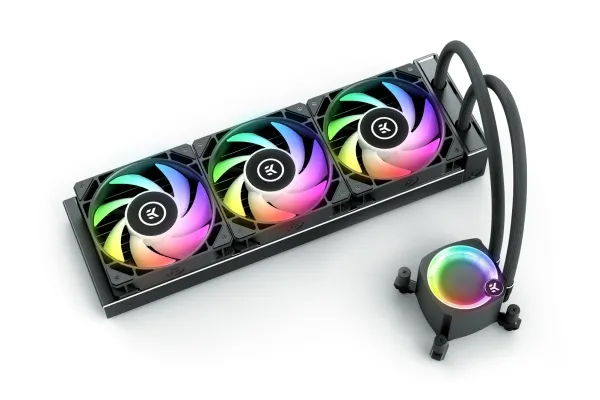 EkWaterBlocks EK-Nucleus AIO CR360 Lux D-RGB - Processors flydende kølesystem - Radiatorstørrelse: 360 mm - (for: LGA1150, LGA1151, LGA1155, LGA1156, LGA1200, LGA1700, LGA2011, LGA2011-3, LGA2066, AM4, AM5) - kobber - 120 mm - sort
