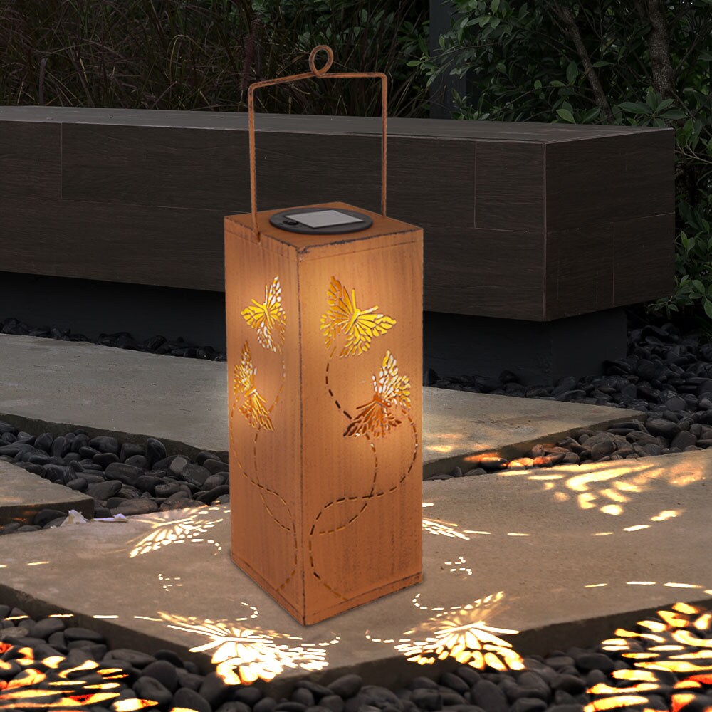 LED Solarleuchte, Metall, Schmetterling, rost, H 26 cm