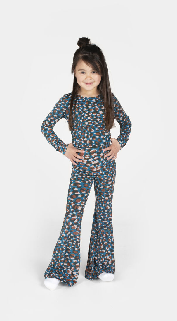 Salty Stitch blauwe salty stitch flared broek scatchy dots flared legging