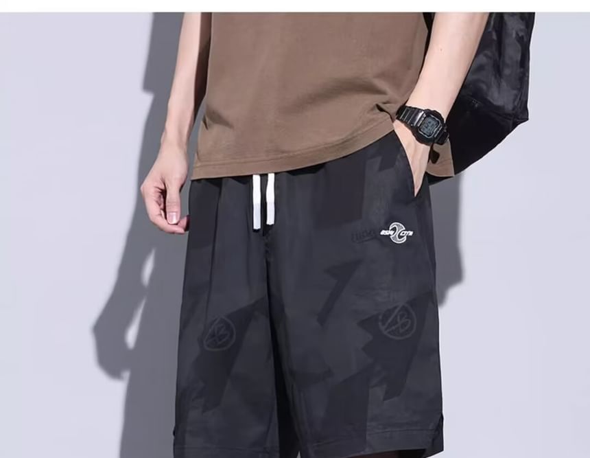 jaywoon - Camouflage shorts met trekkoordtaille