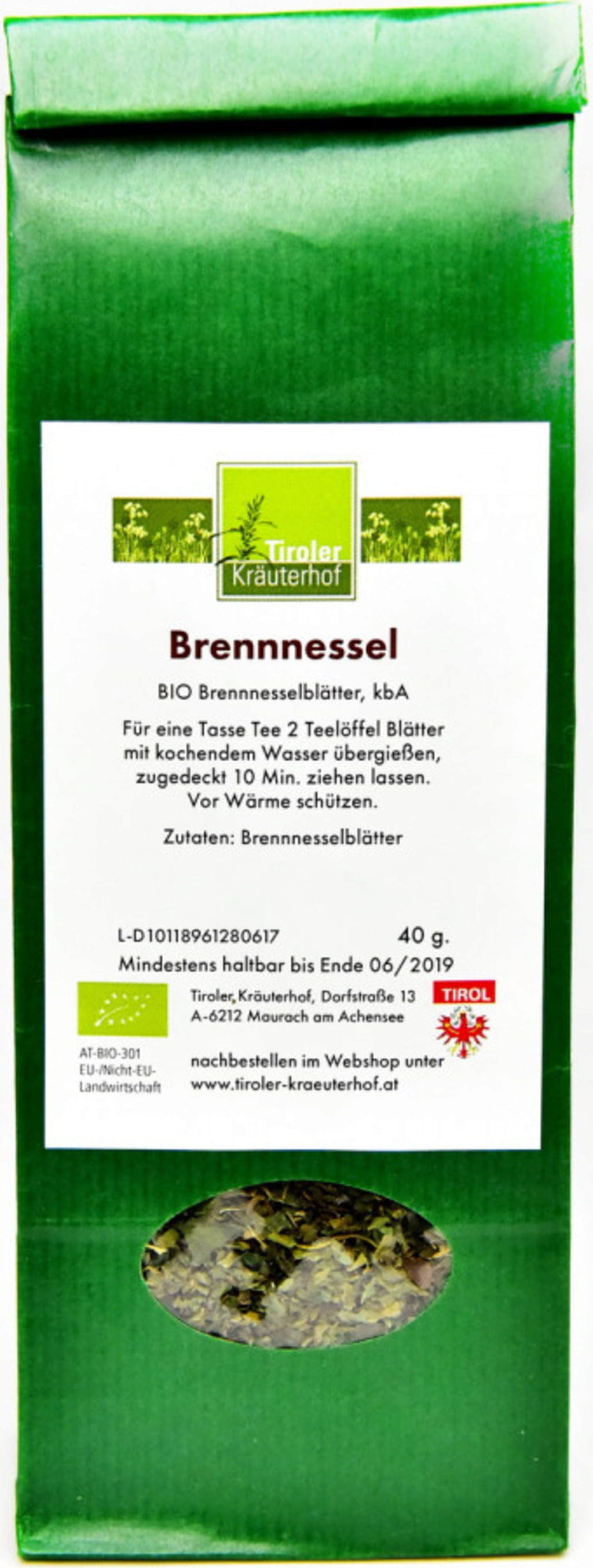 Tiroler Kräuterhof  Bio Tee Brennnesselblätter, 40 g