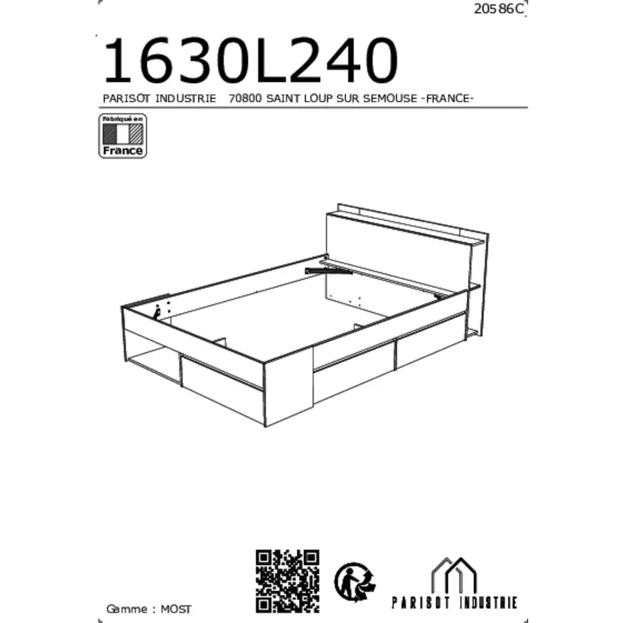 Parisot Doppelbett Most Eiche Jackson  schwarz Eiche Jackson  schwarz