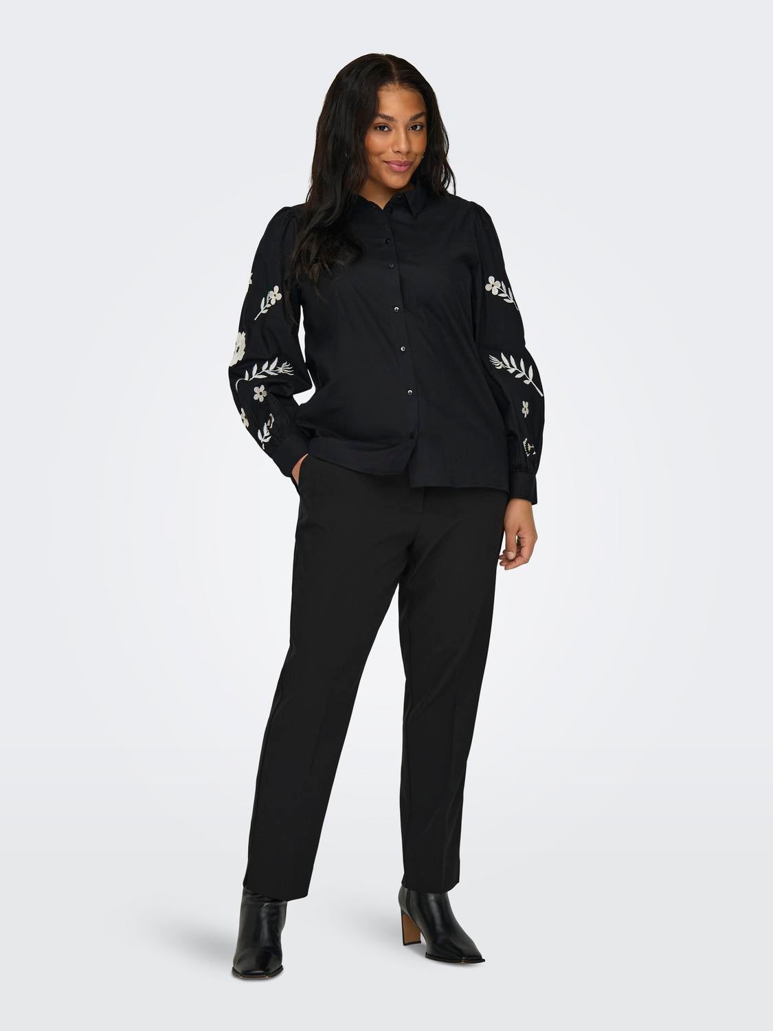 CARVERONICA-ELLY Hohe Taille Slim Fit Hose Black