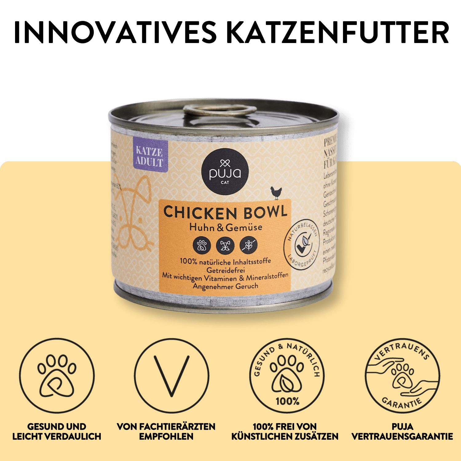 PUJA Premium Nassfutter Chicken Bowl für Katzen