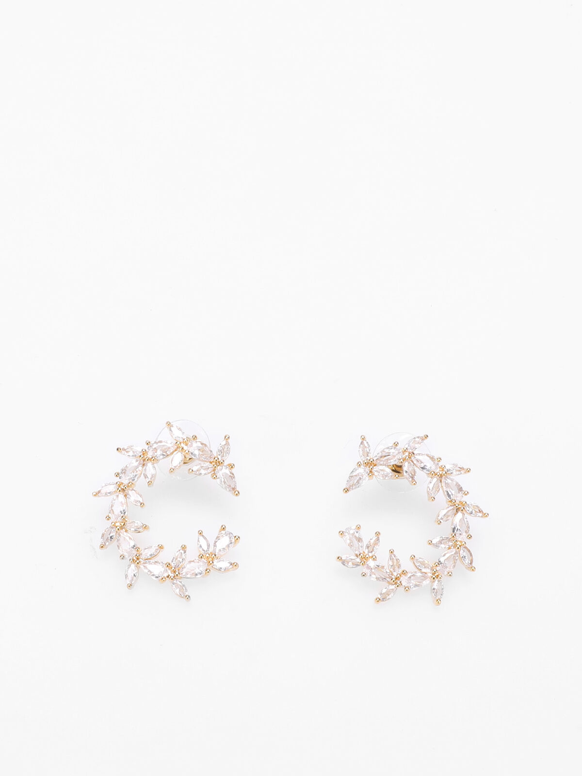 Boucles d'oreilles en cercle à strass- Doré