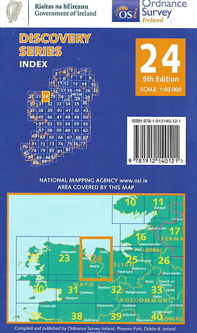 ORDNANCE SURVEY - 24 MAYO SLIGO IRLANDE 1 50 000