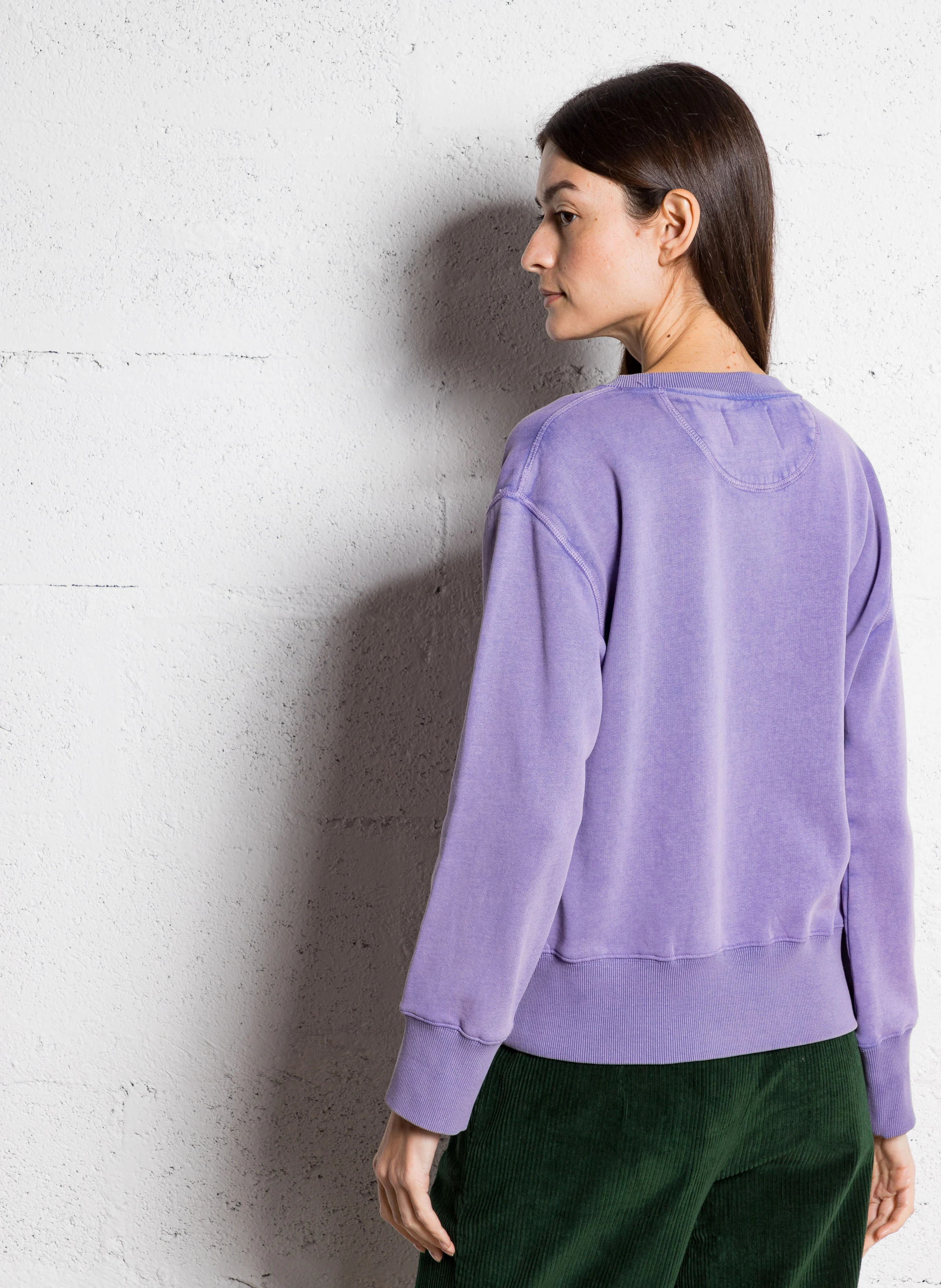 SORBET - Sweat droit col rond en coton bio mélangé | Violet