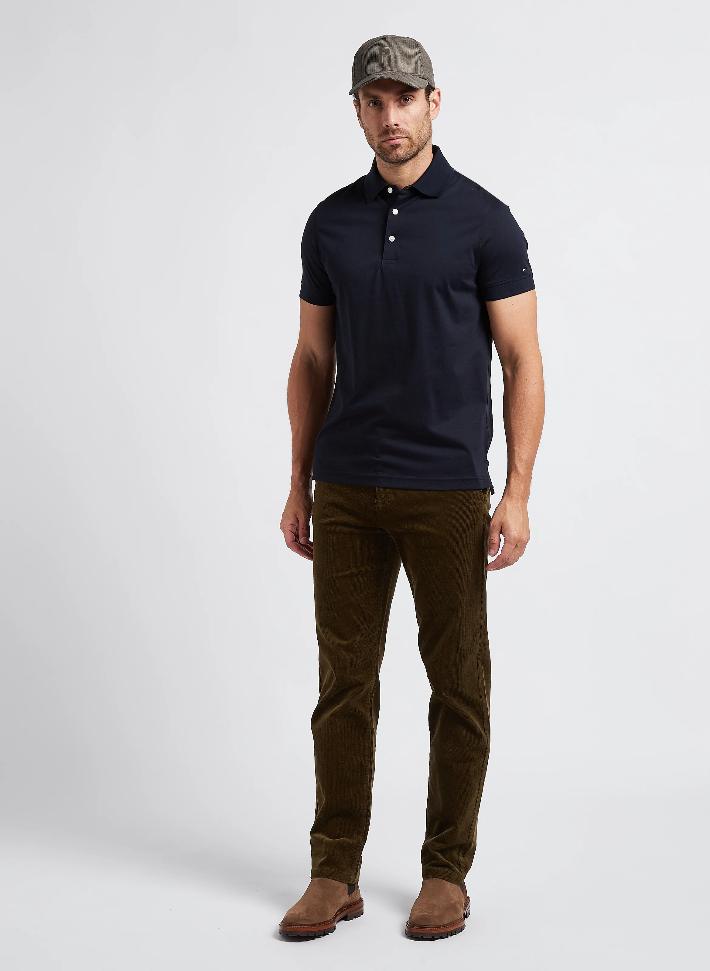 Polo droit en coton| Bleu