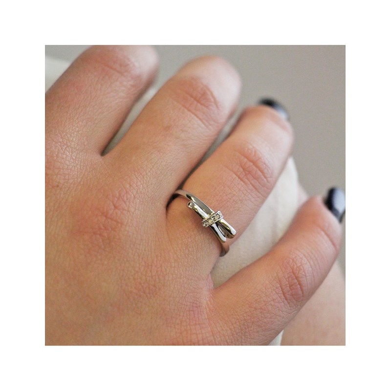 Bague Luminous Bow - Argenté et Cristal