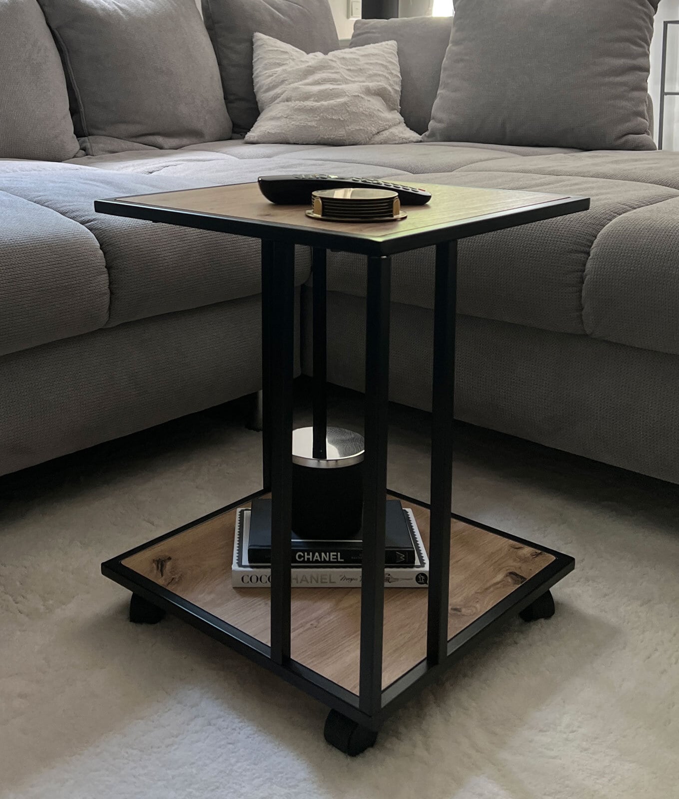 Couchtisch DALLAS 40 x 40 cm schwarz/ Eiche