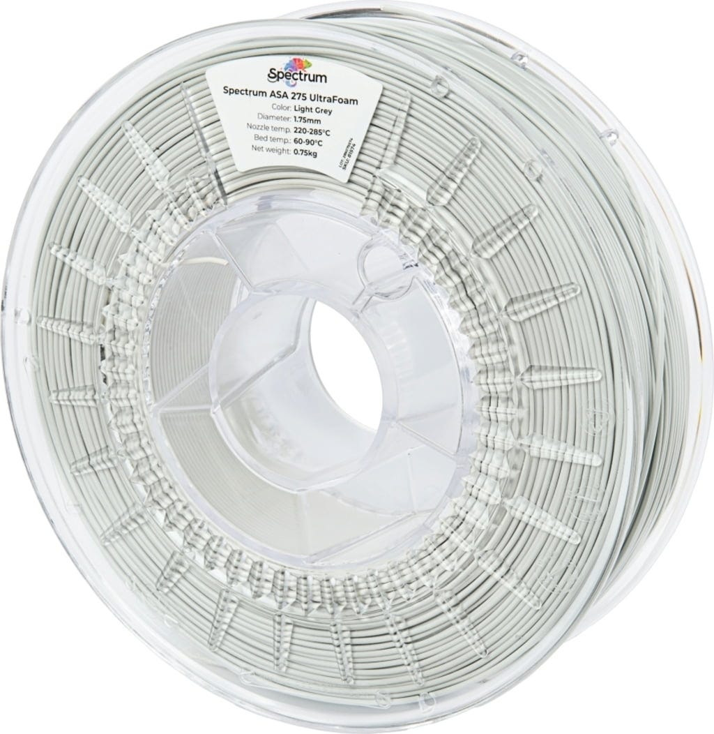 Spectrum  LW-ASA UltraFoam Light Grey, 1,75 mm / 750 g    Technisches Leichtbau-Filament mit Schäumtechnologie in Light Grey
