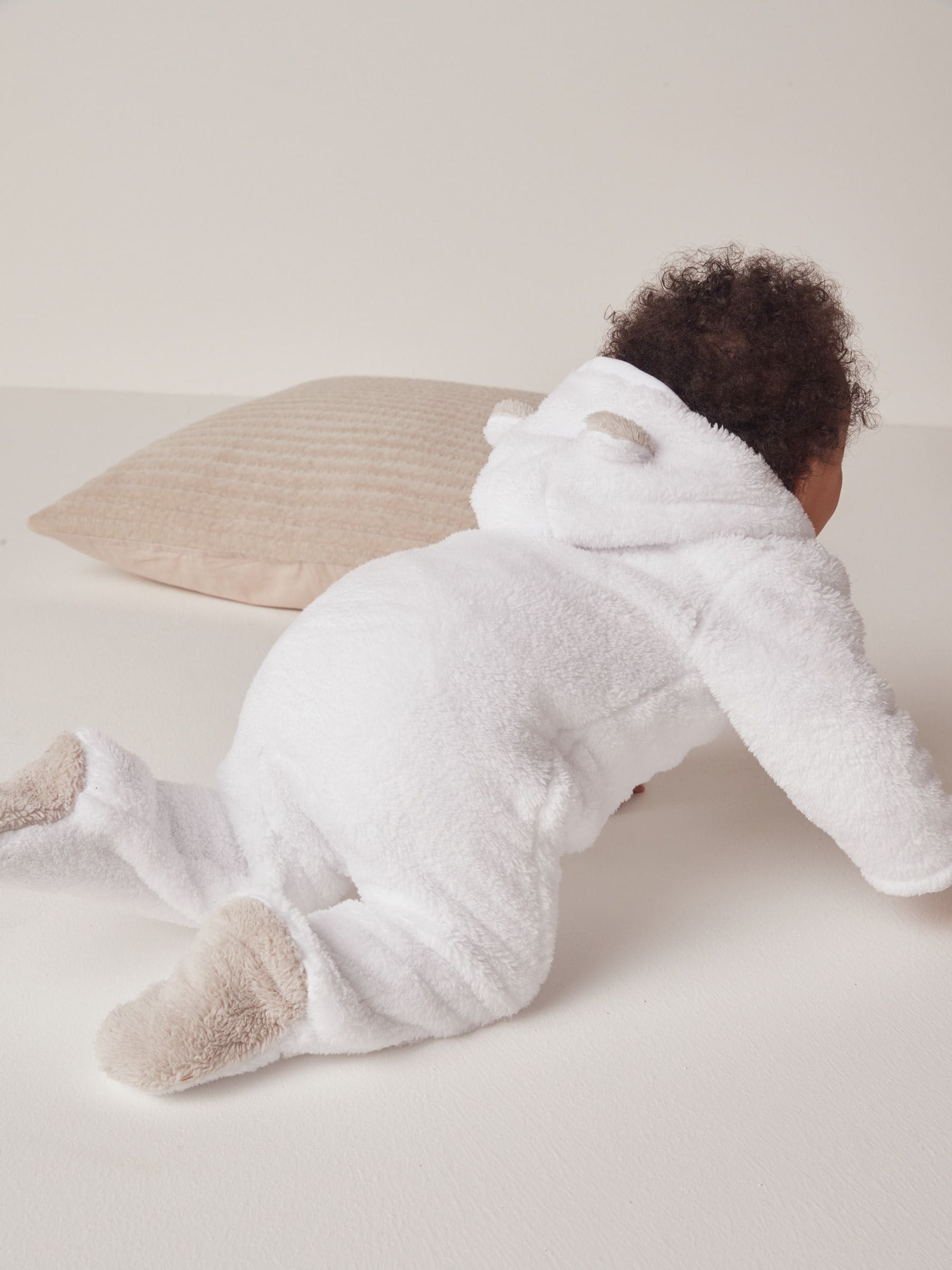 Wit - The White Company - Kiezelkleurig fleece romperpakje