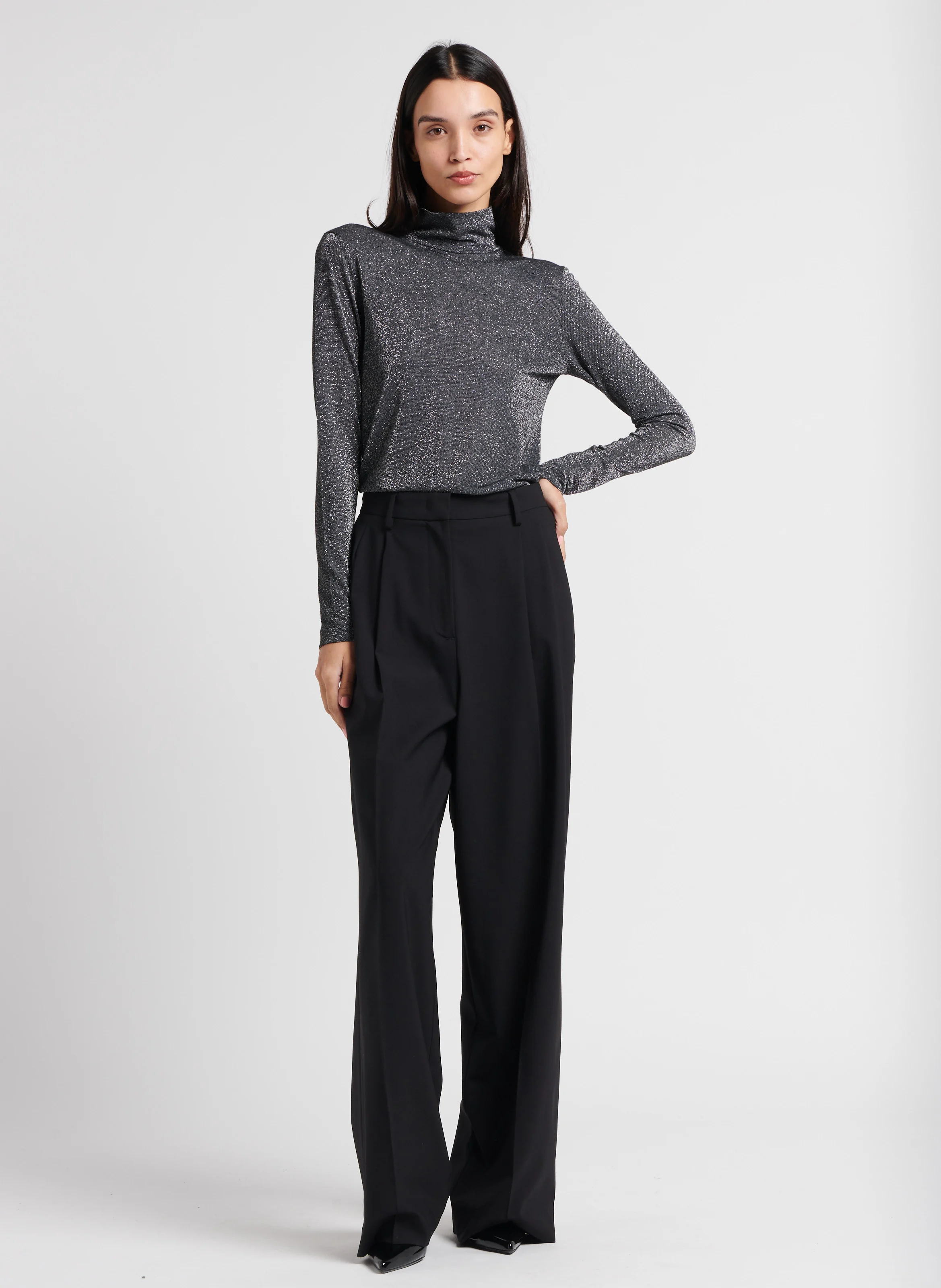 RODOLPHE - Top col montant pailleté | Gris
