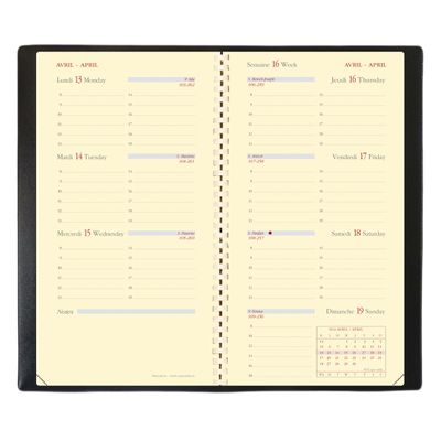 Agenda de poche Soho Planorizon - 1 semaine sur 2 pages - 8,8 x 17 cm - rouge - Quo Vadis