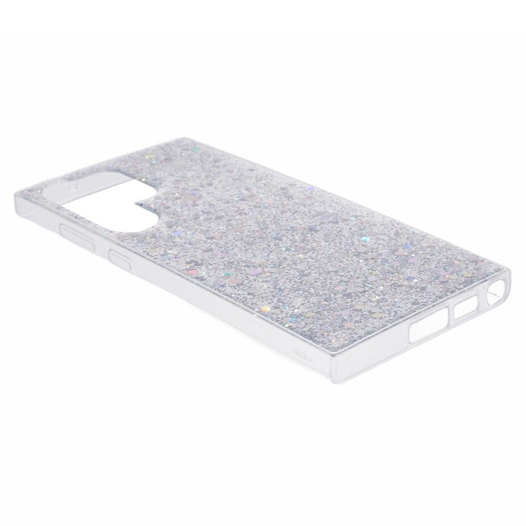 Samsung Galaxy S23 Ultra 5G Gummi Case Schutzhülle im Glitzer Design - Silber / Transparent