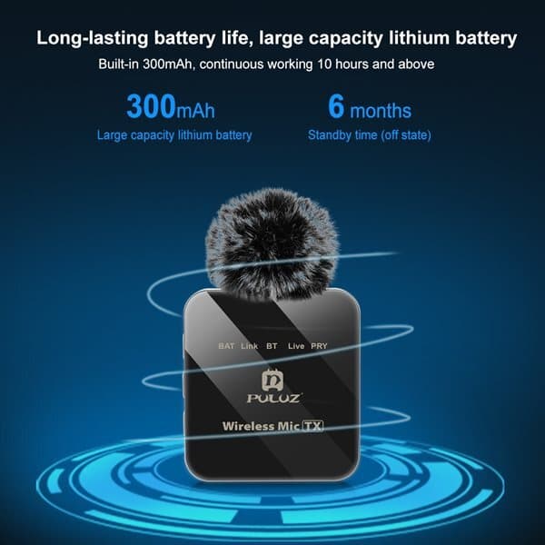 Puluz Trådløse mikrofoner med modtager til iPhone / iPad